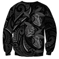 Hawaiian Mango Tribal Tattoo Sweatshirt Black White Pacific Traditional Pattern