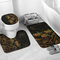 Hawaiian Mango Tribal Tattoo Bathroom Set Gold Pacific Traditional Pattern