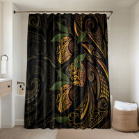 Hawaiian Mango Tribal Tattoo Bathroom Set Gold Pacific Traditional Pattern