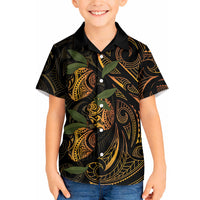 Hawaiian Mango Tribal Tattoo Hawaiian Shirt Gold Pacific Traditional Pattern