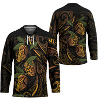 Hawaiian Mango Tribal Tattoo Hockey Jersey Gold Pacific Traditional Pattern