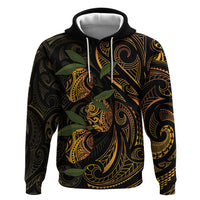 Hawaiian Mango Tribal Tattoo Hoodie Gold Pacific Traditional Pattern