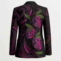 Hawaiian Mango Tribal Tattoo Blazer Pink Pacific Traditional Pattern