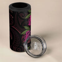 Hawaiian Mango Tribal Tattoo 4 in 1 Can Cooler Tumbler Pink Pacific Traditional Pattern
