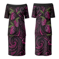 Hawaiian Mango Tribal Tattoo Family Matching Puletasi and Hawaiian Shirt Pink Pacific Traditional Pattern