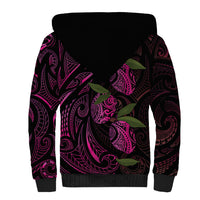 Hawaiian Mango Tribal Tattoo Sherpa Hoodie Pink Pacific Traditional Pattern