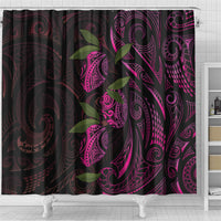 Hawaiian Mango Tribal Tattoo Shower Curtain Pink Pacific Traditional Pattern