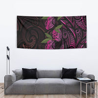 Hawaiian Mango Tribal Tattoo Tapestry Pink Pacific Traditional Pattern