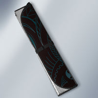 Hawaiian Mango Tribal Tattoo Auto Sun Shade Teal Pacific Traditional Pattern