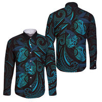 Hawaiian Mango Tribal Tattoo Family Matching Mermaid Dress and Hawaiian Shirt Teal Pacific Traditional Pattern