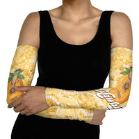 Hawaiian Mango Ukulele Arm Sleeves Retro Yellow Hibiscus Pikake Lei