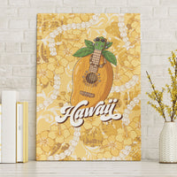 Hawaiian Mango Ukulele Canvas Wall Art Retro Yellow Hibiscus Pikake Lei