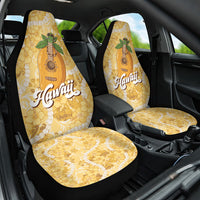 Hawaiian Mango Ukulele Car Seat Cover Retro Yellow Hibiscus Pikake Lei
