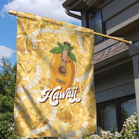 Hawaiian Mango Ukulele Garden Flag Retro Yellow Hibiscus Pikake Lei