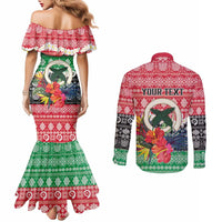 Personalised Vanuatu Joyeux Noel Couples Matching Mermaid Dress and Long Sleeve Button Shirt Proud To Be a Ni-Van Sand Drawing Art LT9 - Polynesian Pride