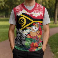 Personalised Vanuatu Joyeux Noel Christmas Knitted V-Neck Vest Proud To Be a Ni-Van Sand Drawing Art LT9 - Polynesian Pride