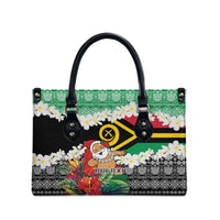 Personalised Vanuatu Joyeux Noel Leather Bag Proud To Be a Ni-Van Sand Drawing Art - Polynesian Pride