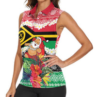 Personalised Vanuatu Joyeux Noel Women Sleeveless Polo Shirt Proud To Be a Ni-Van Sand Drawing Art - Polynesian Pride