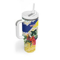 Personalised Malampa Joyeux Noel Tumbler With Handle Proud To Be a Ni-Van Sand Drawing Art - Polynesian Pride