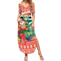 Personalised Penama Joyeux Noel Family Matching Summer Maxi Dress and Hawaiian Shirt Proud To Be a Ni-Van Sand Drawing Art - Polynesian Pride