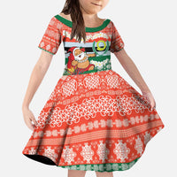 Personalised Penama Joyeux Noel Kid Short Sleeve Dress Proud To Be a Ni-Van Sand Drawing Art - Polynesian Pride