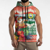 Personalised Penama Joyeux Noel Sleeveless Zip Hoodie Proud To Be a Ni-Van Sand Drawing Art - Polynesian Pride