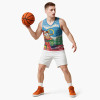Personalised Sanma Joyeux Noel Basketball Jersey Proud To Be a Ni-Van Sand Drawing Art - Polynesian Pride