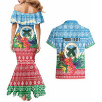Personalised Sanma Joyeux Noel Couples Matching Mermaid Dress and Hawaiian Shirt Proud To Be a Ni-Van Sand Drawing Art - Polynesian Pride