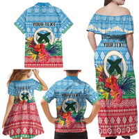 Personalised Sanma Joyeux Noel Family Matching Off Shoulder Maxi Dress and Hawaiian Shirt Proud To Be a Ni-Van Sand Drawing Art - Polynesian Pride