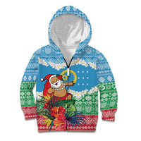 Personalised Sanma Joyeux Noel Kid Hoodie Proud To Be a Ni-Van Sand Drawing Art - Polynesian Pride