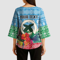 Personalised Sanma Joyeux Noel Kimono Sleeve Blouse Proud To Be a Ni-Van Sand Drawing Art - Polynesian Pride