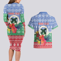 Personalised Shefa Joyeux Noel Couples Matching Long Sleeve Bodycon Dress and Hawaiian Shirt Proud To Be a Ni-Van Sand Drawing Art - Polynesian Pride