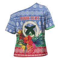 Personalised Shefa Joyeux Noel Cross Shoulder Shirt Proud To Be a Ni-Van Sand Drawing Art - Polynesian Pride
