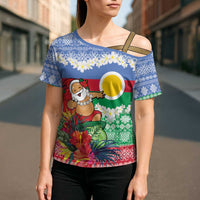 Personalised Shefa Joyeux Noel Cross Shoulder Shirt Proud To Be a Ni-Van Sand Drawing Art - Polynesian Pride
