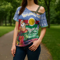 Personalised Shefa Joyeux Noel Cross Shoulder Shirt Proud To Be a Ni-Van Sand Drawing Art - Polynesian Pride