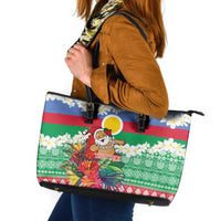 Personalised Shefa Joyeux Noel Leather Tote Bag Proud To Be a Ni-Van Sand Drawing Art - Polynesian Pride