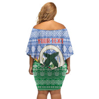 Personalised Shefa Joyeux Noel Off Shoulder Short Dress Proud To Be a Ni-Van Sand Drawing Art - Polynesian Pride