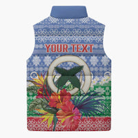 Personalised Shefa Joyeux Noel Sleeveless Puffer Jacket Proud To Be a Ni-Van Sand Drawing Art - Polynesian Pride