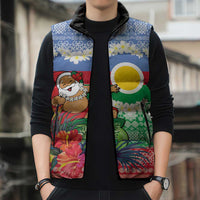 Personalised Shefa Joyeux Noel Sleeveless Puffer Jacket Proud To Be a Ni-Van Sand Drawing Art - Polynesian Pride