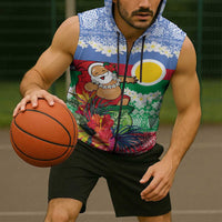 Personalised Shefa Joyeux Noel Sleeveless Zip Hoodie Proud To Be a Ni-Van Sand Drawing Art - Polynesian Pride