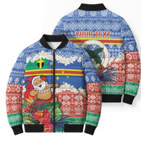 Personalised Tafea Joyeux Noel Bomber Puffer Jacket Proud To Be a Ni-Van Sand Drawing Art - Polynesian Pride