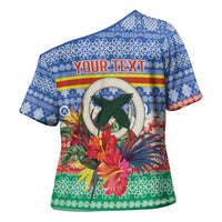 Personalised Tafea Joyeux Noel Cross Shoulder Shirt Proud To Be a Ni-Van Sand Drawing Art - Polynesian Pride