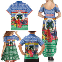 Personalised Tafea Joyeux Noel Family Matching Summer Maxi Dress and Hawaiian Shirt Proud To Be a Ni-Van Sand Drawing Art - Polynesian Pride