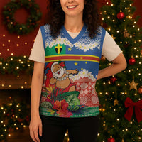 Personalised Tafea Joyeux Noel Christmas Knitted V-Neck Vest Proud To Be a Ni-Van Sand Drawing Art LT9 - Polynesian Pride