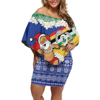 Personalised Torba Joyeux Noel Off Shoulder Short Dress Proud To Be a Ni-Van Sand Drawing Art - Polynesian Pride
