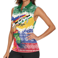 Personalised Torba Joyeux Noel Women Sleeveless Polo Shirt Proud To Be a Ni-Van Sand Drawing Art - Polynesian Pride