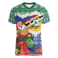 Personalised Torba Joyeux Noel Women V-Neck T-Shirt Proud To Be a Ni-Van Sand Drawing Art - Polynesian Pride