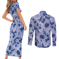 Mokihana Maile Ilima Leis Paniolo Palaka Couples Matching Short Sleeve Bodycon Dress and Long Sleeve Button Shirt Hawaiian Polu Spirit LT9 - Polynesian Pride