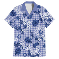 Mokihana Maile Ilima Leis Paniolo Palaka Family Matching Mermaid Dress and Hawaiian Shirt Hawaiian Polu Spirit LT9 Dad's Shirt - Short Sleeve Blue - Polynesian Pride