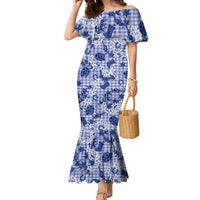 Mokihana Maile Ilima Leis Paniolo Palaka Family Matching Mermaid Dress and Hawaiian Shirt Hawaiian Polu Spirit LT9 Blue - Polynesian Pride